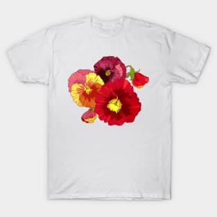 red pansy flowers T-Shirt